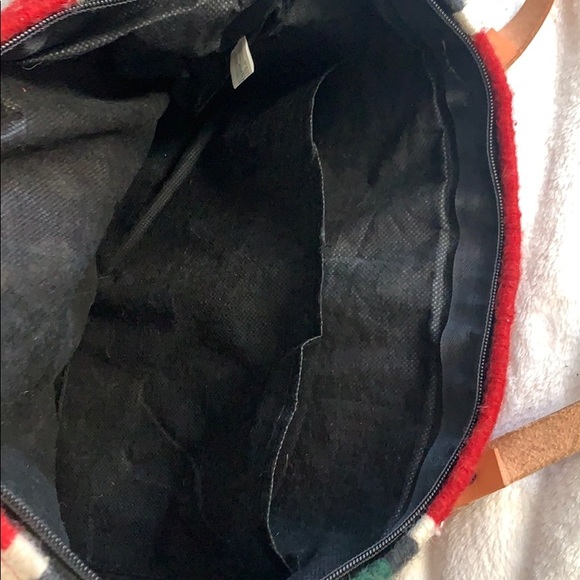 Wool woven tote with leather straps - Picture 4 of 4